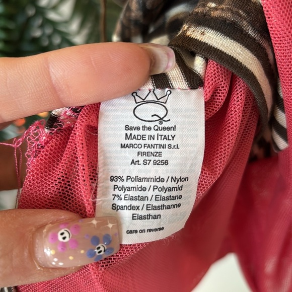 Save The Queen! V-Neck Tank Top Striped Embroidered Horse Beaded Mesh Back Italy - Picture 13 of 14